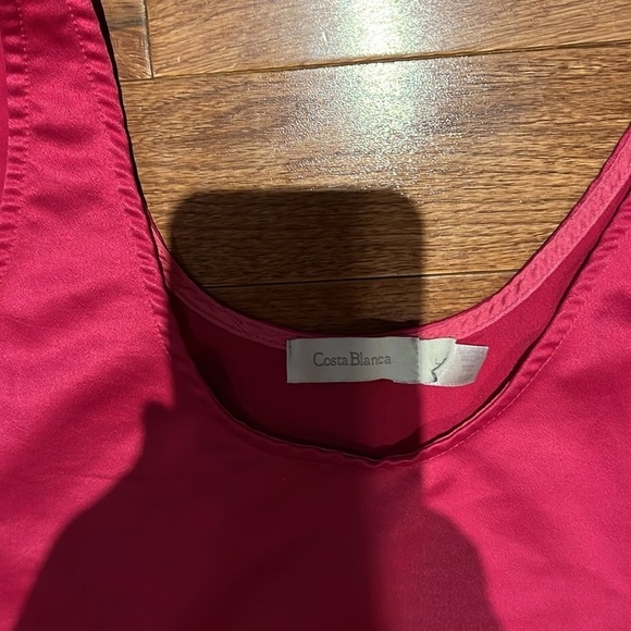 Costa Blanca pink satin  vintage style tank top blouse Sz L - Picture 3 of 11